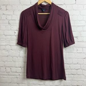 Banana Republic Cowl Neck Short Sleeve 1/4 Sleeve Top Maroon Burgandy Career S